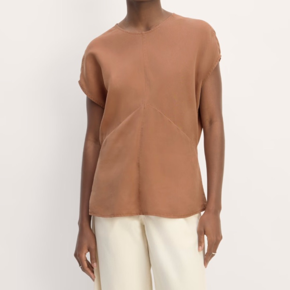 NWT EVERLANE The Drape Top in Butterlite Carob Brown